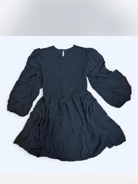 Old Navy Black Puff-Sleeve Smocked Bodice Dress XL
